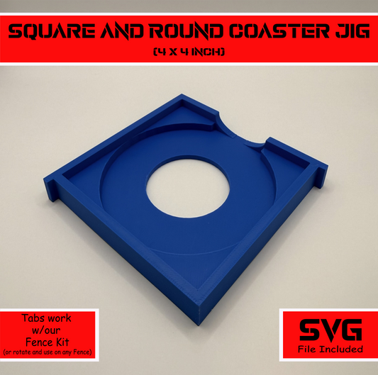 4" Square or Circle/Round Coaster Laser Engraving Jig and SVG File