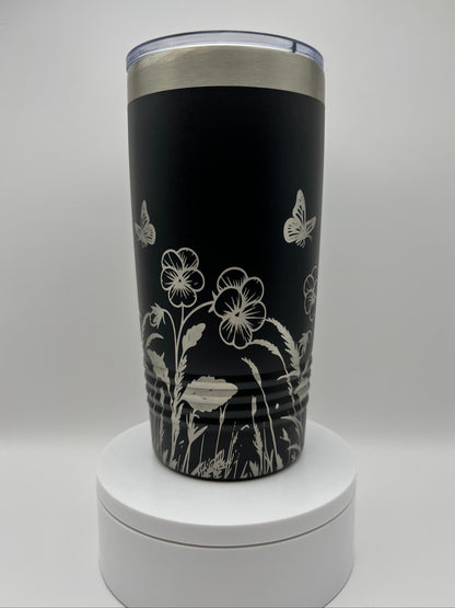 Wildflower Hummingbird Tumbler Wrap Laser File SVG - 20oz